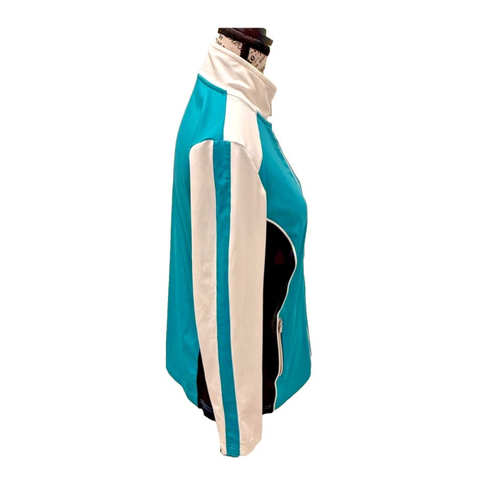 Style & Co. Women's Warm‎ Up Jacket; Aqua/Black/White; Stretch; Petite Medium - Picture 3 of 5